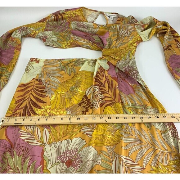 Topshop Tropical Floral Cut Out Midi Dress Flowy Occassion Multi Yellow Pink 10 - Picture 15 of 16